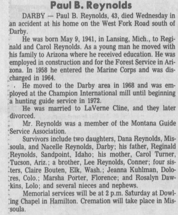 Obituary for Paul B. Reynolds (Aged 43)